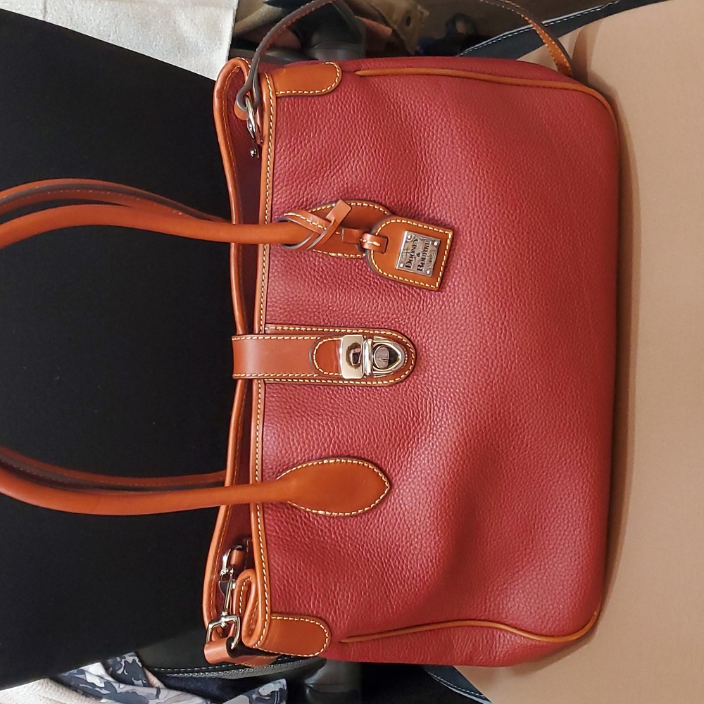 Dooney & Bourke Archives-Pebble Leather Tuck Lock Tote-Wine